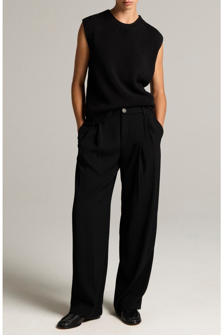 Asymmetric Crewneck Sweater Vest, Alternate, color, BLACK