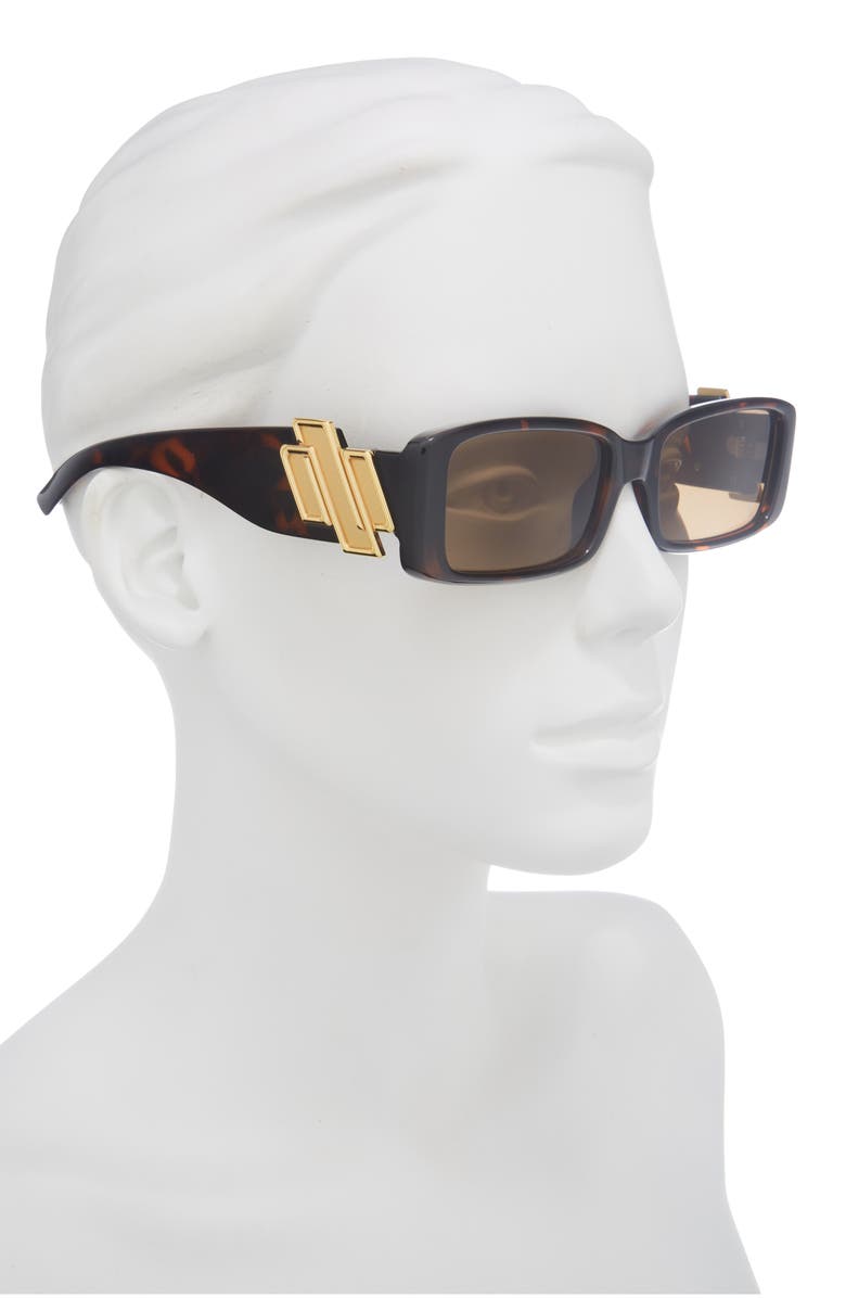 Le Specs Cruel Intentions 56mm Rectangular Sunglasses, Alternate, color, Tort