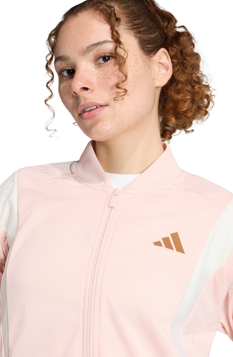 adidas 3-Stripes Fashion Tracktop Bomber Jacket, Alternate, color, Blush Pink/ Dusky Bronze