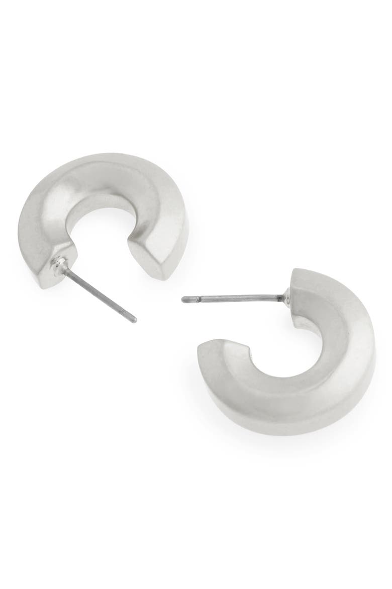 Small Hoop Earrings, Alternate, color, WARM SILVER