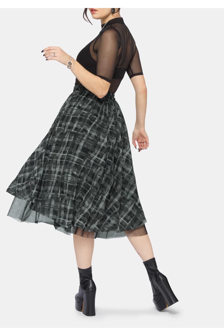 Rhoswen Layered Check Hitched Skirt, Alternate, color, Grey
