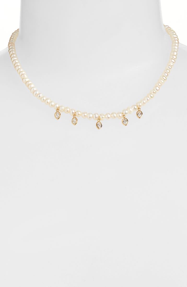Nordstrom Marquise Drops Freshwater Pearl Collar Necklace, Alternate, color, 