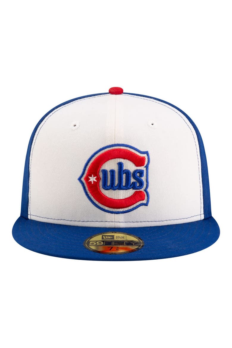Men's New Era White/Royal Chicago Cubs 150th Anniversary 59FIFTY Fitted Hat, Alternate, color, White