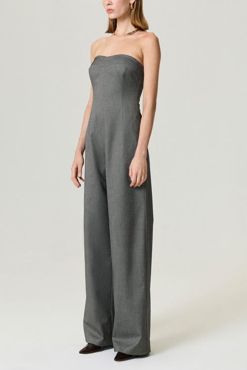 Nocturne Strapless Wide-leg Tailored Jumpsuit In Gray