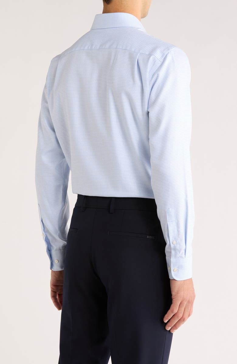 Nordstrom Trim Fit Microcheck Premium Non Iron Cotton Button-Up Shirt, Alternate, color, Blue Stag Texture