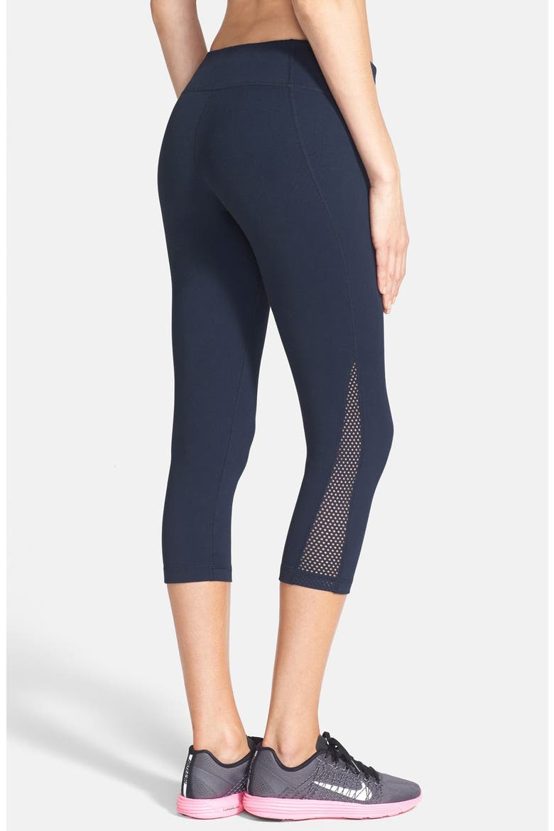 'Live In - Streamline' Mesh Detail Capris, Alternate, color, NAVY ECLIPSE