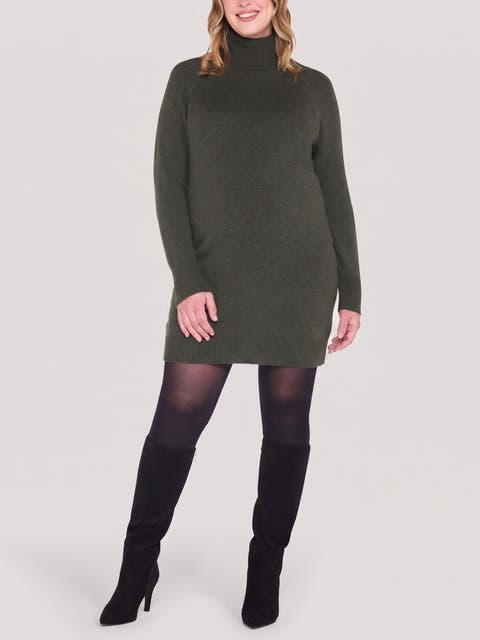 Turtleneck Long Sleeve Sweater Dress