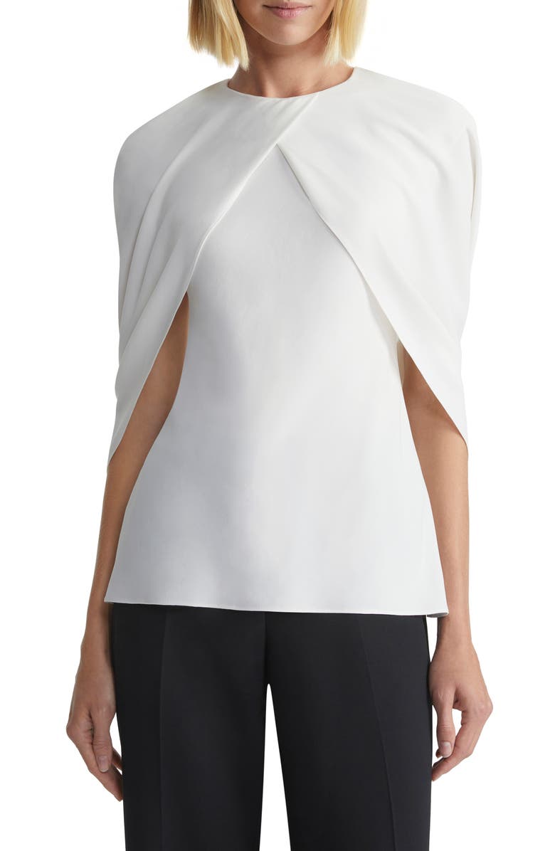 Lafayette 148 New York Sleeveless Crepe Cape Overlay Top, Main, color,