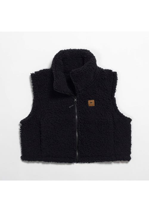 Turtle Fur Cropped High Pile Fleece Vest In Black