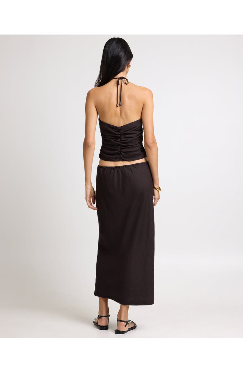 Onia Air Linen Midi Skirt, Alternate, color, Espresso