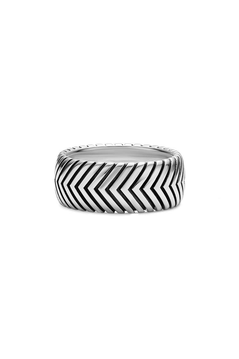 Men's Chevron Band Ring in Sterling Silver, 10mm, Main, color, SILVER