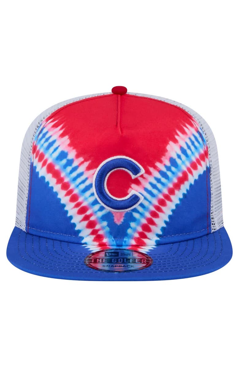 New Era Men's New Era Chicago Cubs Tie-Dye Golfer Trucker Adjustable Hat, Alternate, color, Blue