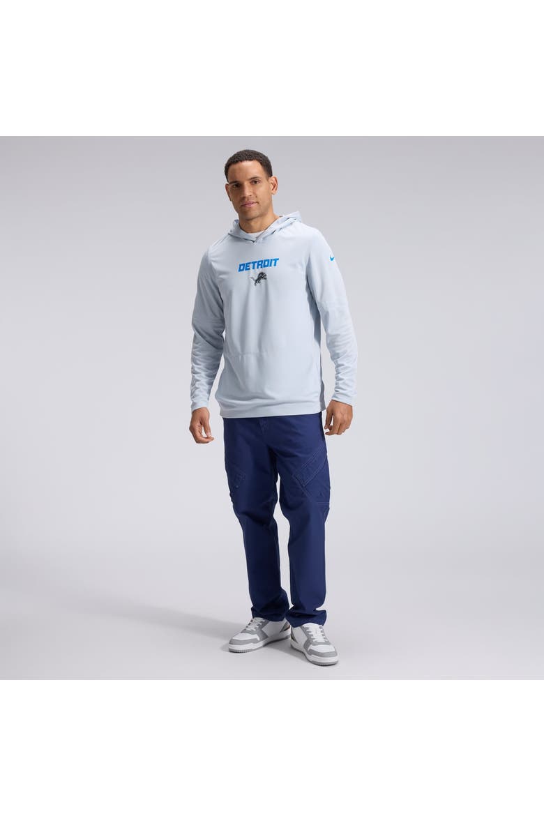 Men's Nike  Silver Detroit Lions 2026 Rivalries Collection Sideline Lightweight Hooded Long Sleeve Top, Alternate, color, Silver