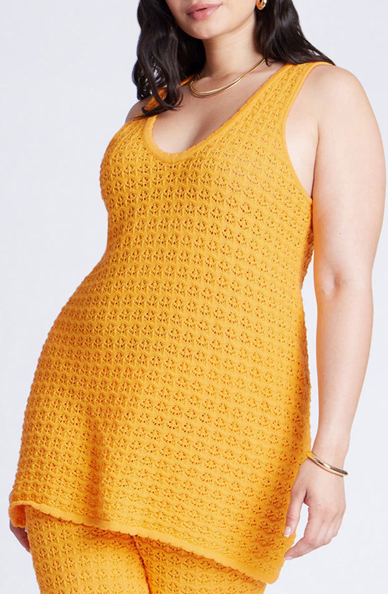 ELOQUII Scalloped Edge Sleeveless Knit Top, Main, color, 