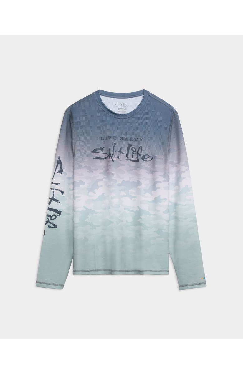 Salt Life Fish Net Fade Perforated Tee, Main, color, Grey