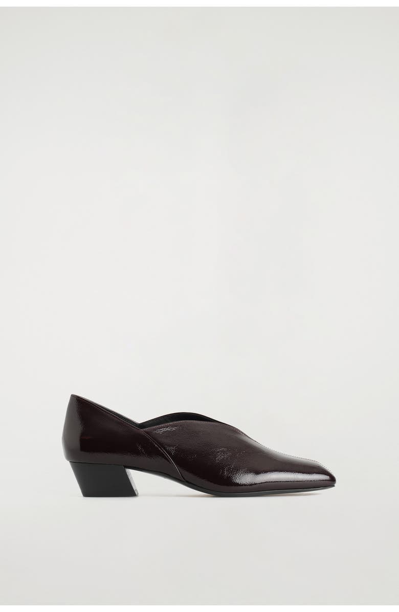 COS Angular Leather Heeled Ballet Flats, Main, color, Burgundy