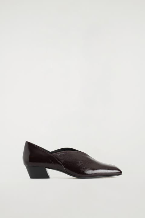 Angular Leather Heeled Ballet Flats