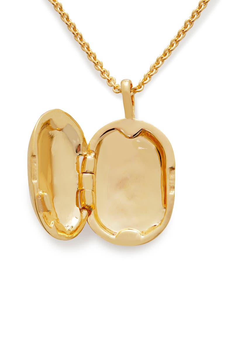 Mini ID Locket Necklace, Alternate, color, 18CT GOLD VERMEIL/SS