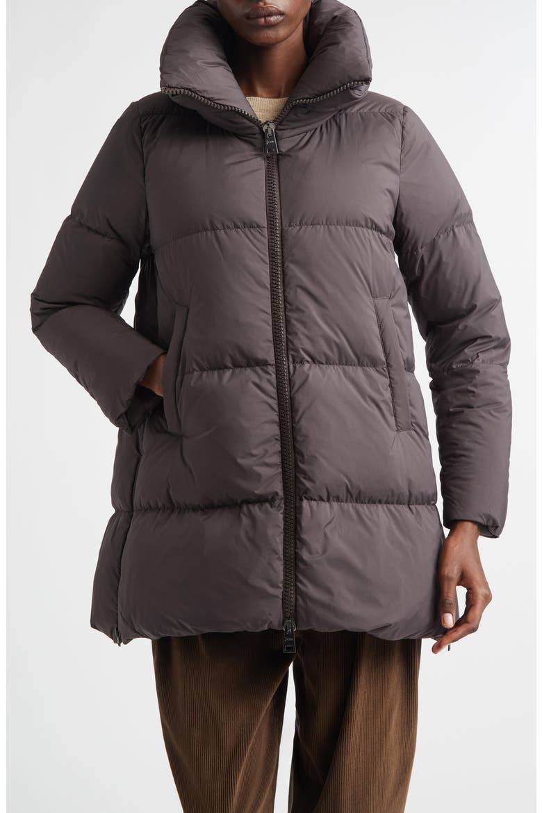 Box Quilted Water Resistant Down Coat, Main, color, MARRONE SCURO