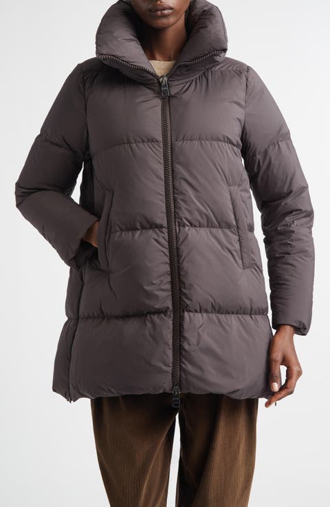 Box Quilted Water Resistant Down Coat