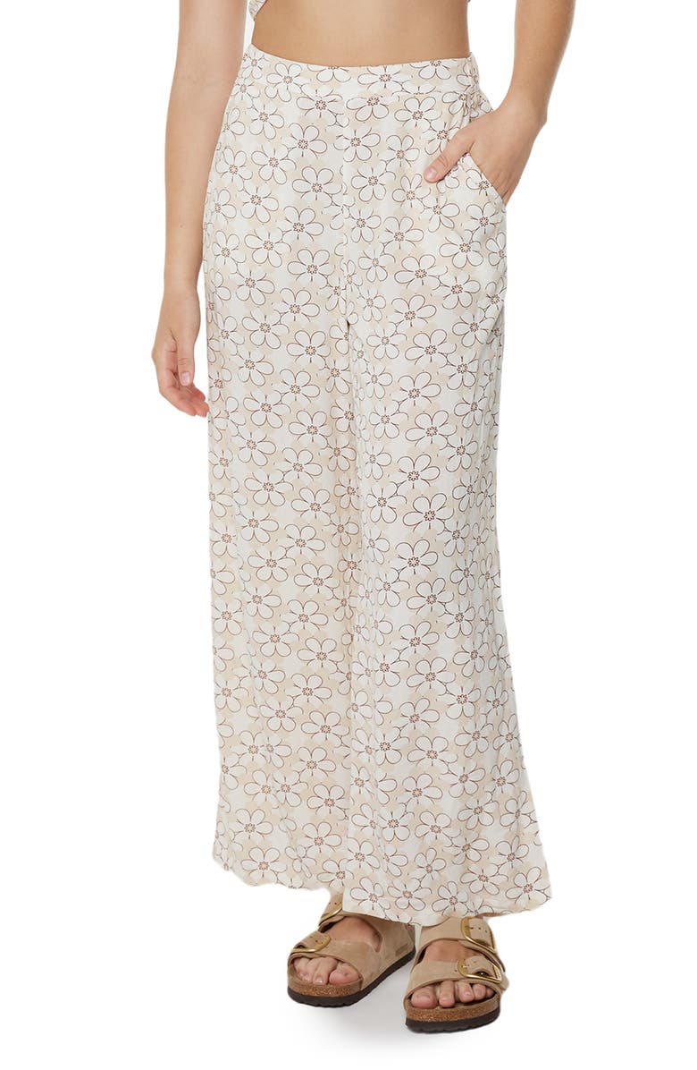 Roxy Midnight Avenue Wide Leg Pants, Alternate, color, Snow White Daisy Daze Print