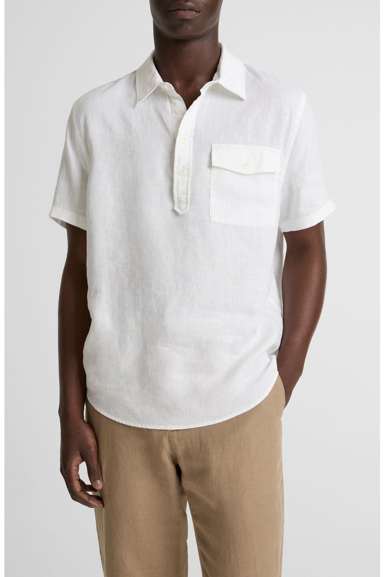 Short Sleeve Linen Popover Shirt, Main, color, OPTIC WHITE