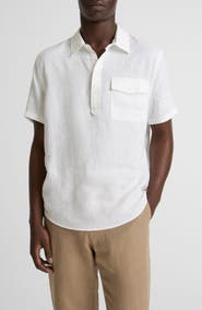 Vince Short Sleeve Linen Popover Shirt
