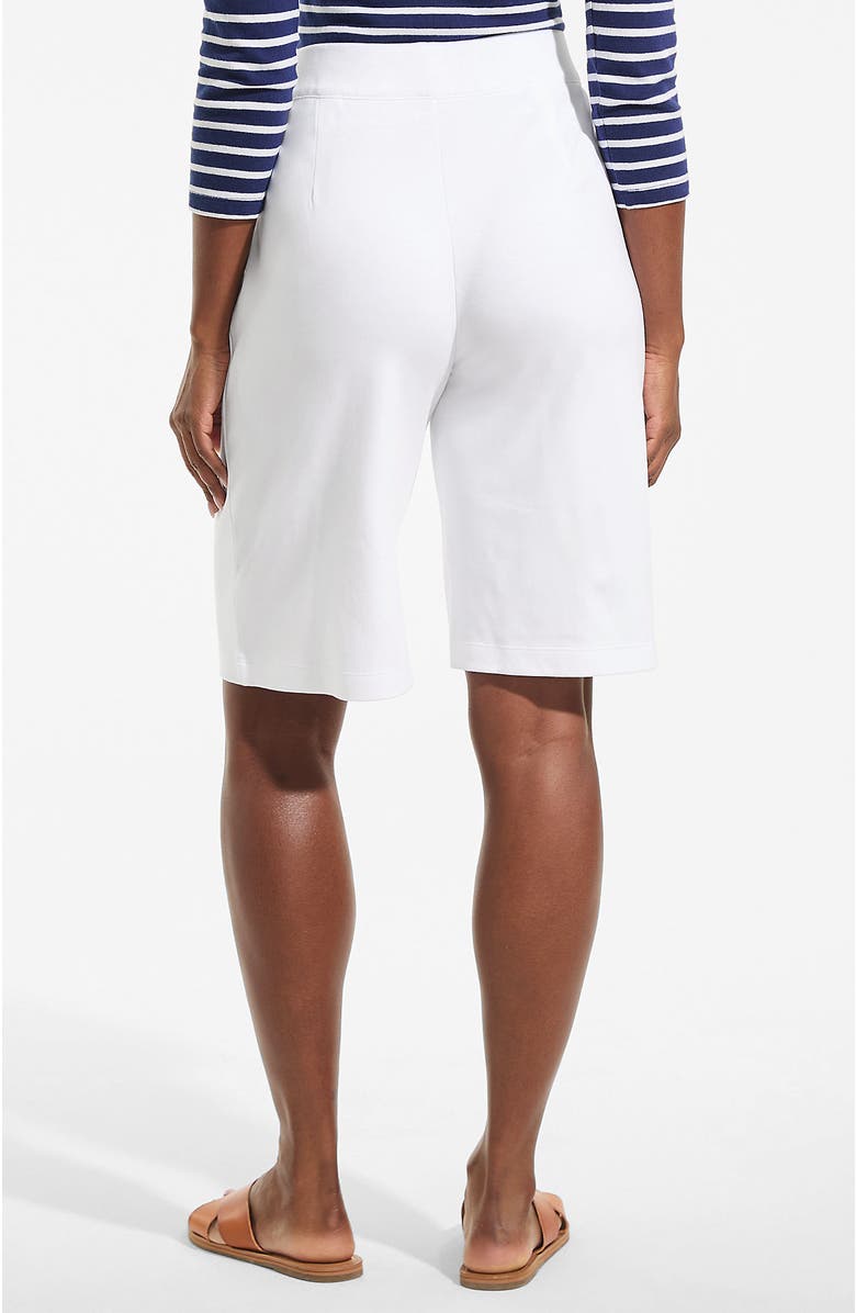 Lands' End Plus Size Sport Knit High Rise Pleated 12" Bermuda Shorts, Alternate, color, White