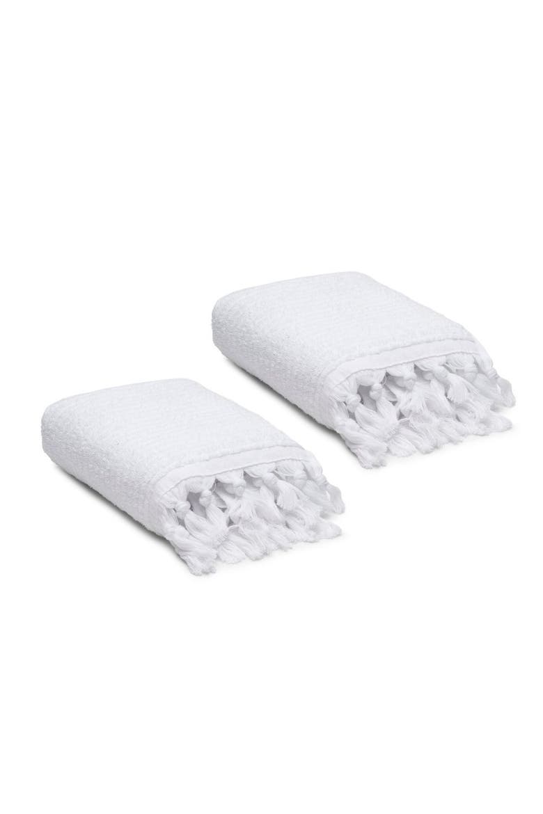 Ribbed Loom Turkish Cotton Terry Hand Towels - Set of 2, Main, color, White