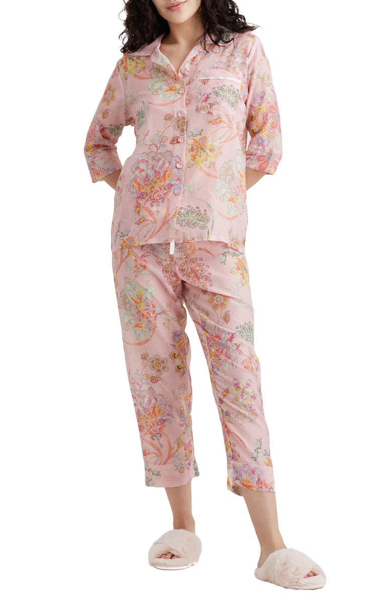 Papinelle Coco Cotton & Silk Crop Pajamas, Main, color, 
