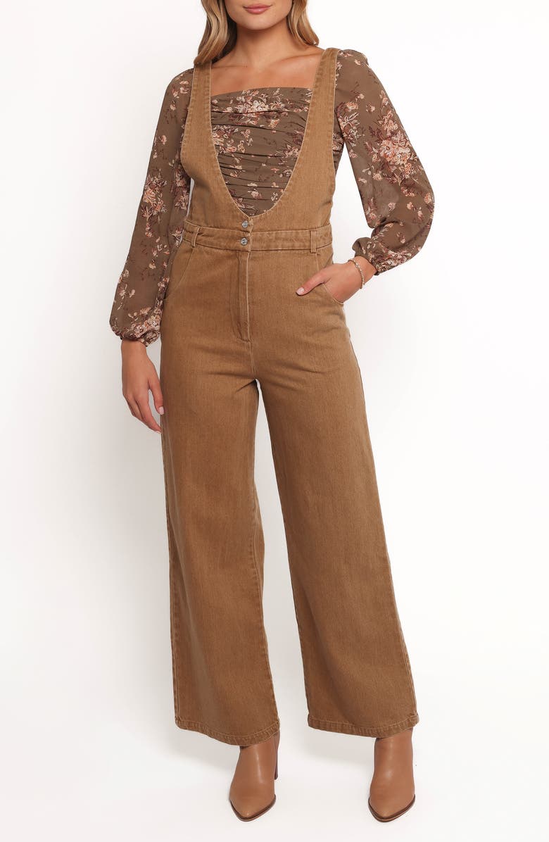 Petal & Pup Vieve Denim Jumpsuit, Main, color, Brown