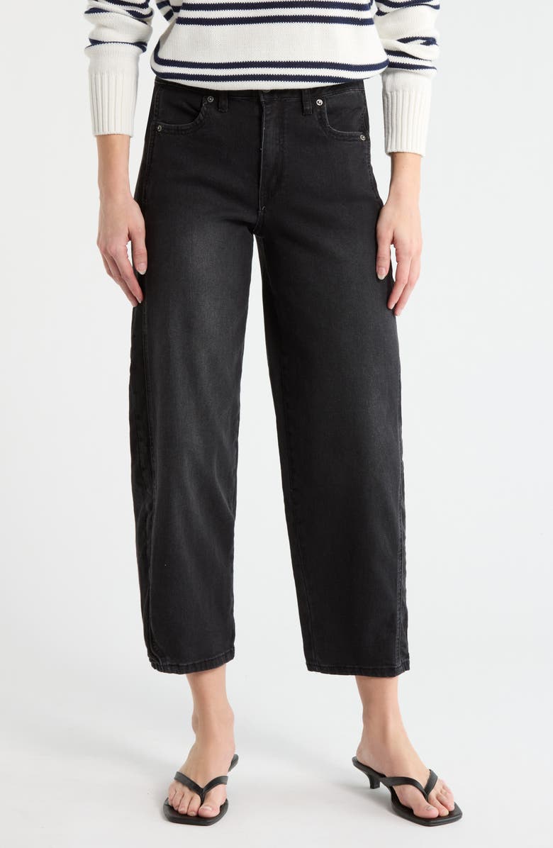 Vigoss Ankle Barrel Leg Jeans, Main, color, Washed Black