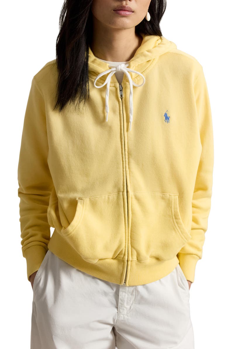 Polo Ralph Lauren Lightweight Cotton Fleece Hoodie, Main, color, Banana Peel