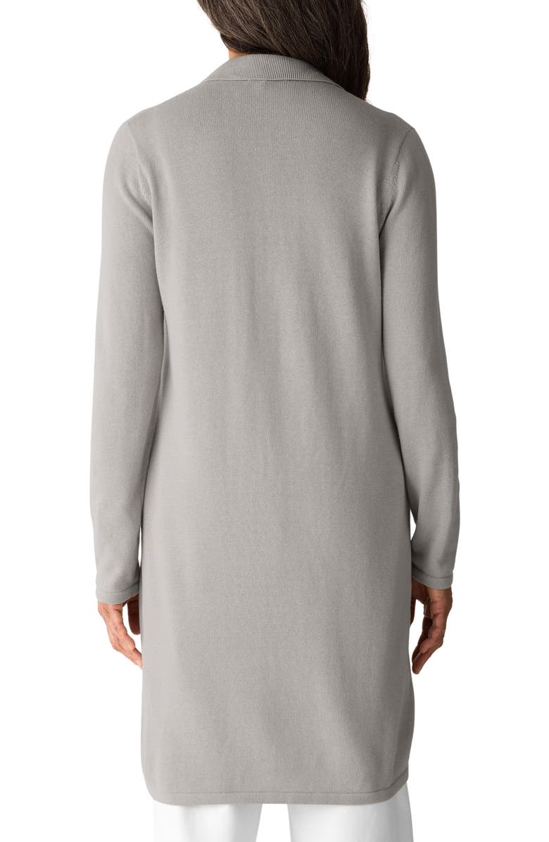 Eileen Fisher Collared Organic Cotton Blend Cardigan, Alternate, color, Chalk