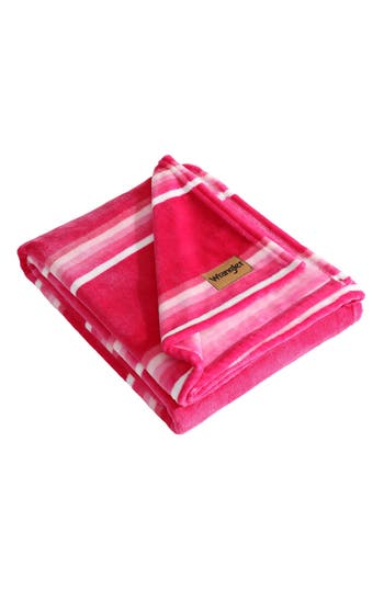 Wrangler Saddle Stripe Throw Blanket In Pink