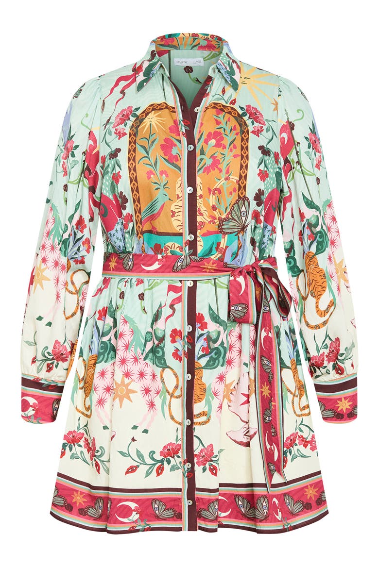Ezra Mixed Print Long Sleeve Shirtdress, Alternate, color, HERO DREAMSCAPE