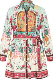 City Chic Ezra Mixed Print Long Sleeve Shirtdress