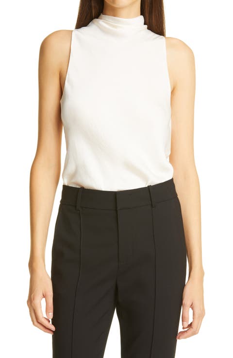 Draped Turtleneck Sleeveless Bodysuit