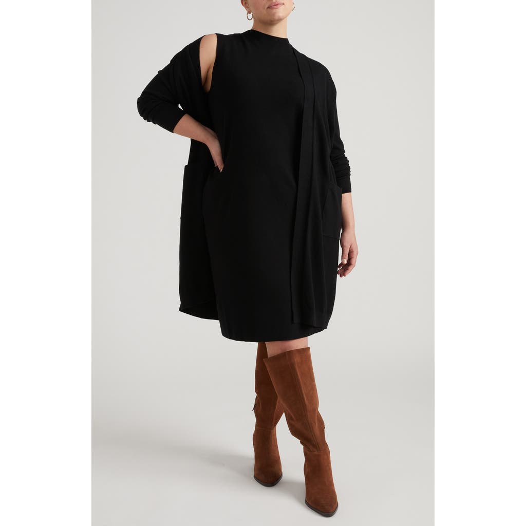 Universal Standard Long Open Front Cardigan In Black
