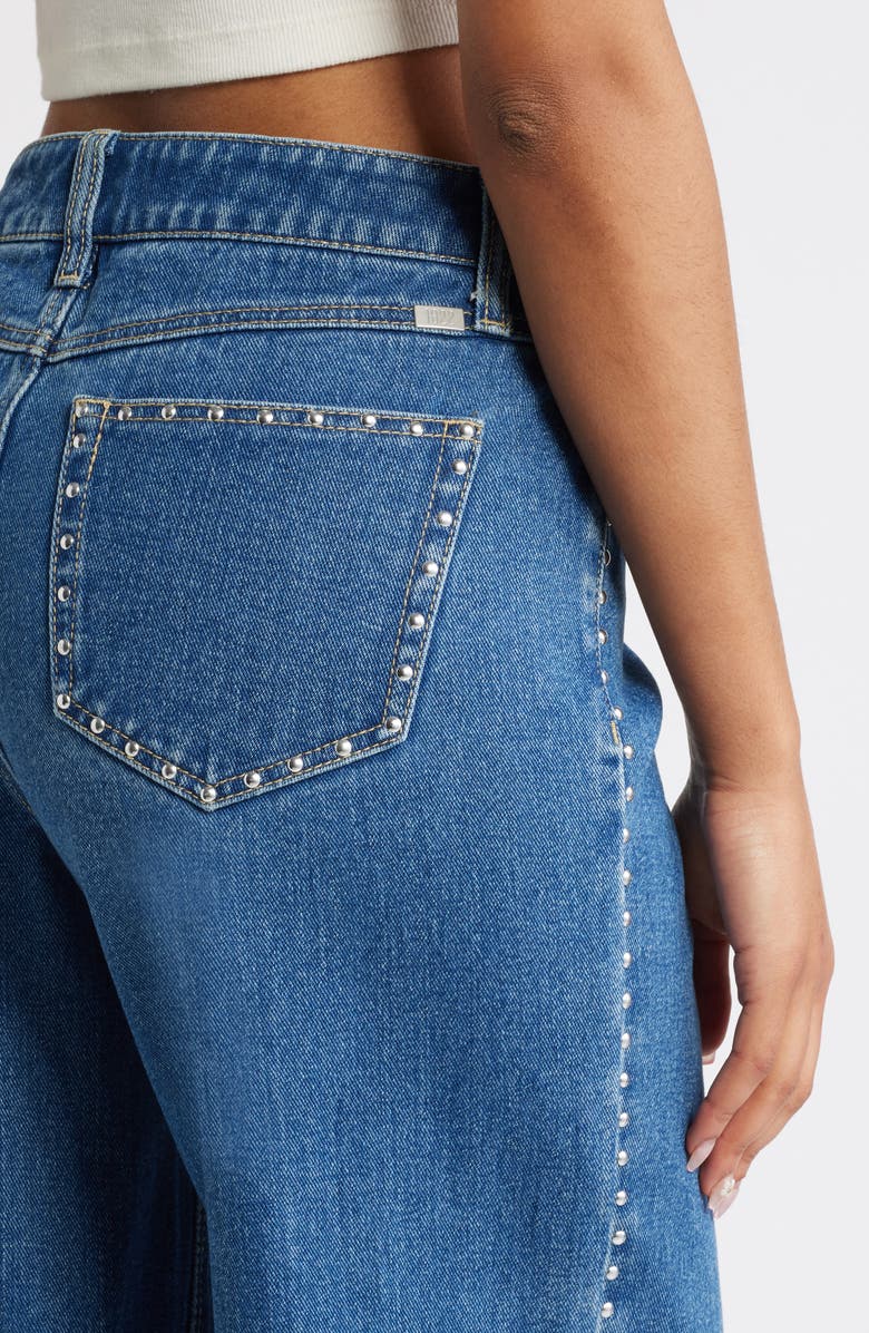 1822 Denim Studded High Waist Wide Leg Jeans, Alternate, color,