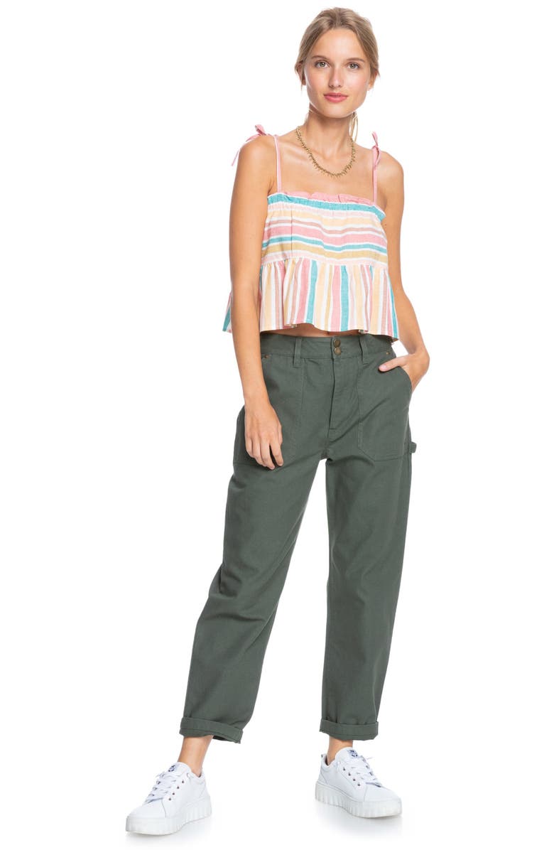 Roxy Stripe Cotton & Linen Blend Camisole, Alternate, color,