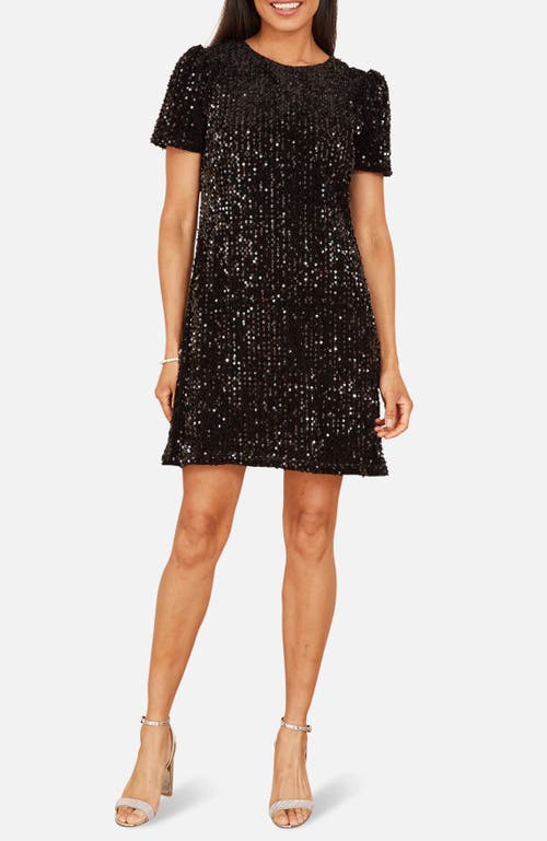 Yumi Sequin Tunic Mini Dress In Black