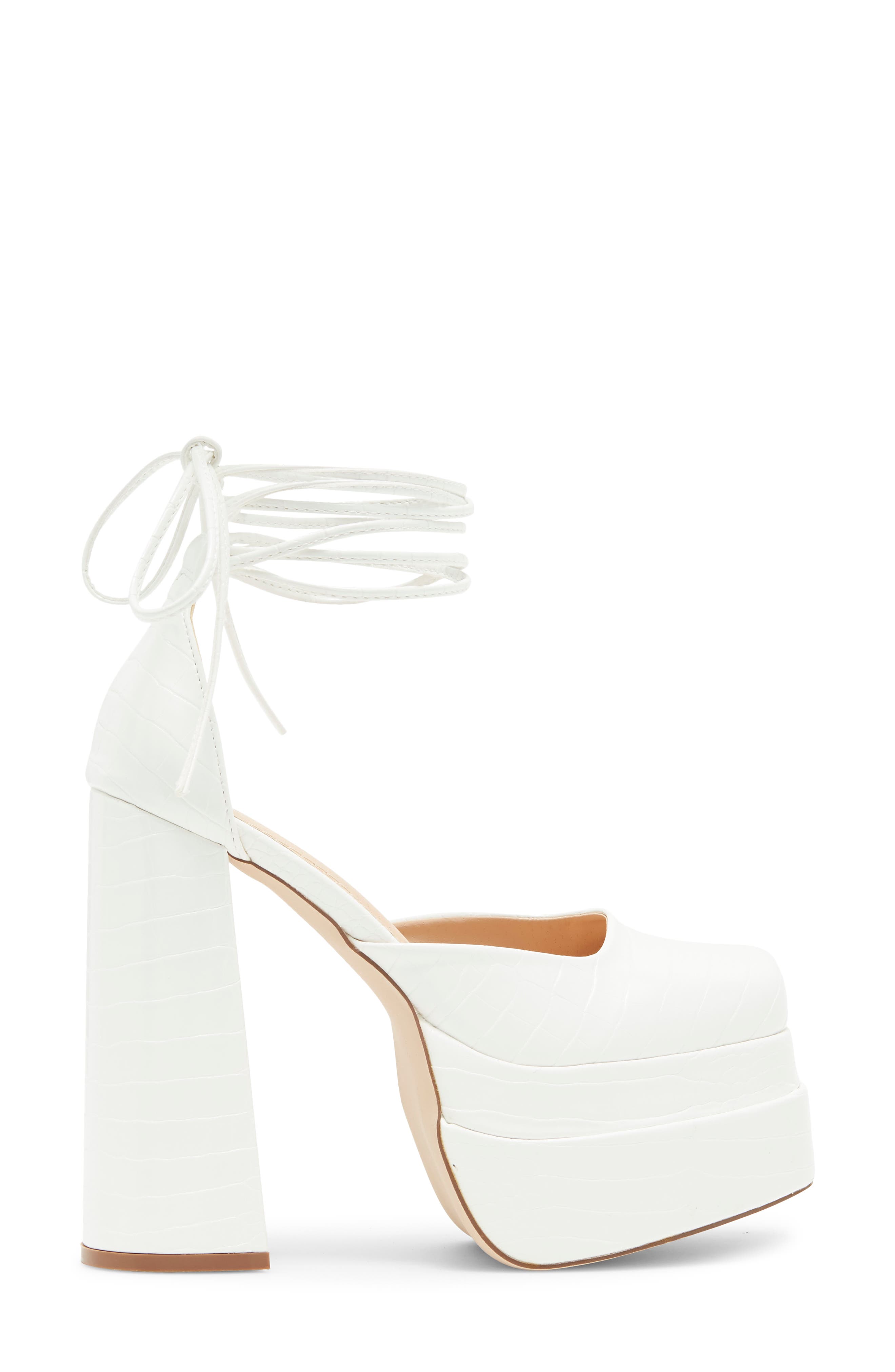 CHASE AND CHLOE Wolfe 2 Croc Embossed Platform Pump, Alternate, color, White Croc