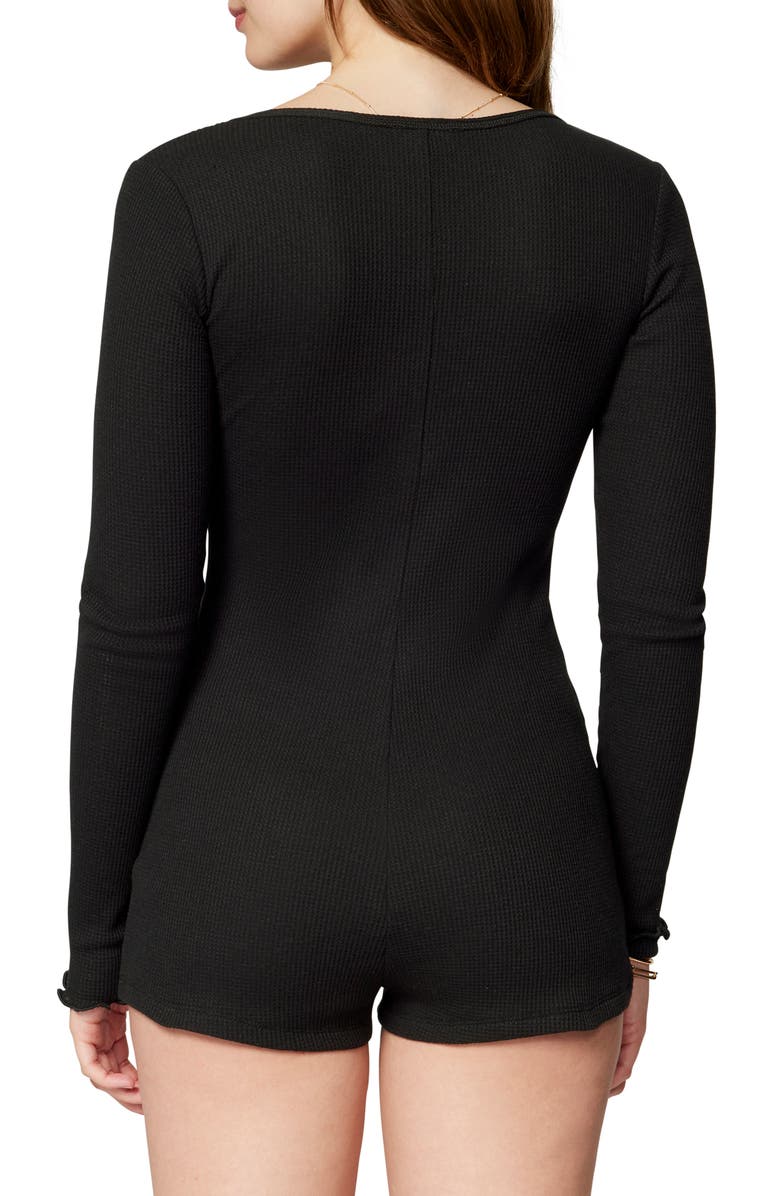 Florence by Mills Micro Thermal Long Sleeve Romper, Alternate, color, Black