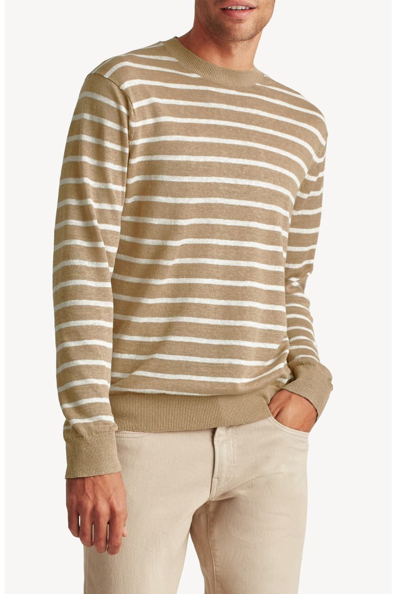 Stripe Linen Sweater, Main, color, KHAKI STRIPE