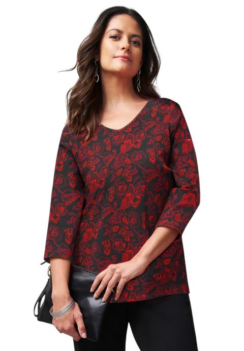 Stretch Cotton V-Neck Tee (Plus)