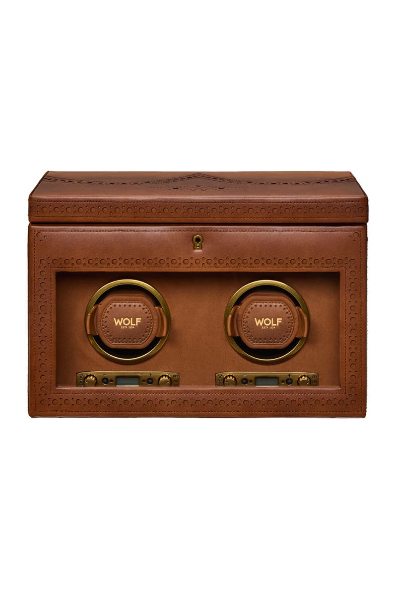 Brogue Double Winder With Storage, Main, color, Burnished Brown