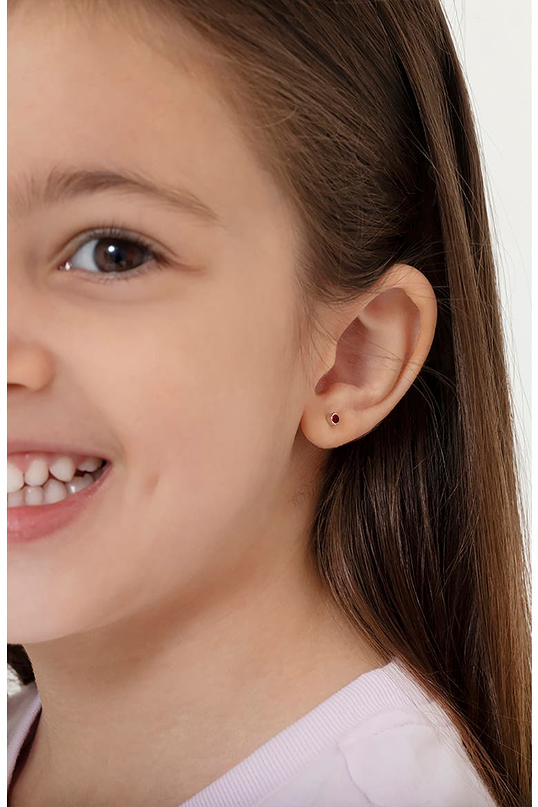 14k Bezel Cubic Zirconia Earrings, Alternate, color, January