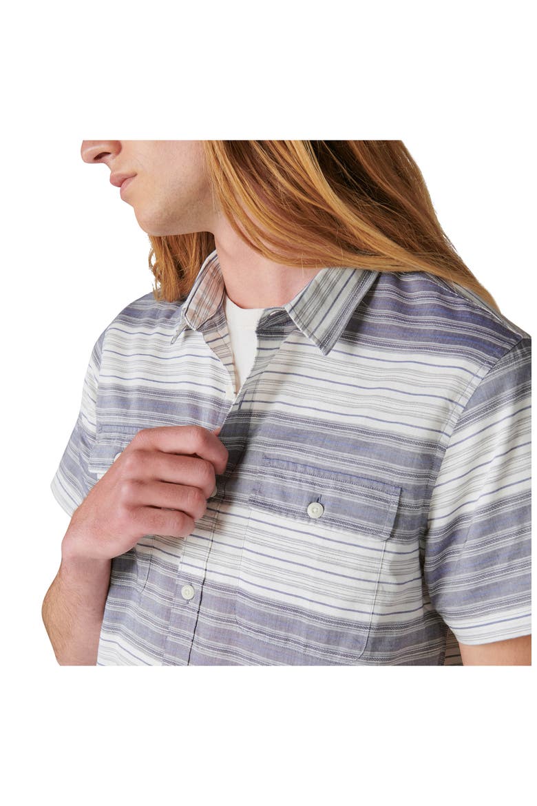 Stripe Short Sleeve Button-Up Shirt, Alternate, color, BLUEWHITE