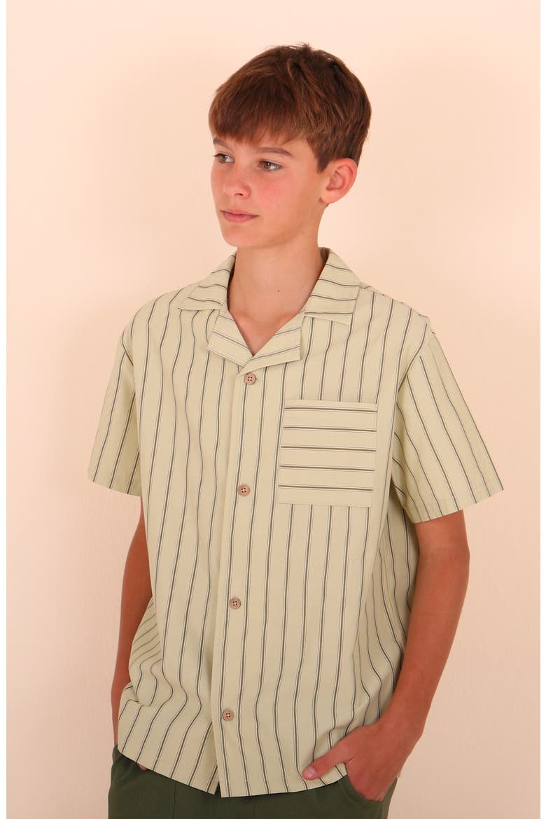 Kids' Stripe Camp Shirt, Alternate, color, MINT
